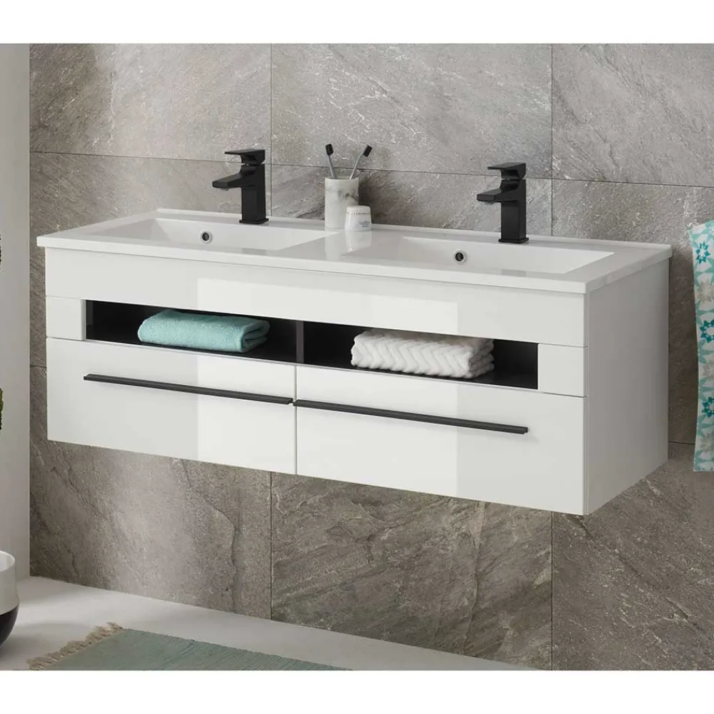 Wohnen Waschtisch|Waschbeckenunterschränke*Doppel-Waschtisch mit zwei Klappen - Ingmesan I