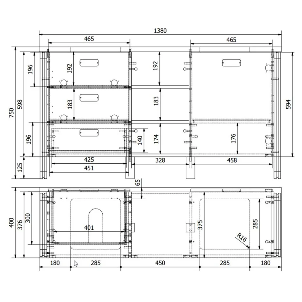 Wohnen Doppelwaschtisch mit zwei Aufsatzwaschbecken - Forawas