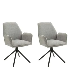Wohnen Küchenstühle|Esszimmerstühle*Drehbare Armlehnen-Stühle in Grau - Satyno (2er Set)