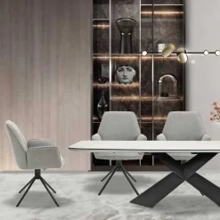 Wohnen Küchenstühle|Esszimmerstühle*Drehbare Armlehnen-Stühle in Grau - Satyno (2er Set)