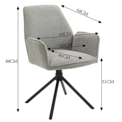 Wohnen Küchenstühle|Esszimmerstühle*Drehbare Armlehnen-Stühle in Grau - Satyno (2er Set)