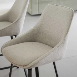 Wohnen Skandinavische Möbel|Schwarze Möbel*Drehbare Barstühle in Beige - Taja (2er Set)