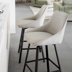 Wohnen Skandinavische Möbel|Schwarze Möbel*Drehbare Barstühle in Beige - Taja (2er Set)