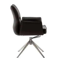 Wohnen Drehbare Tischsessel aus Echtleder - Cascaya (2er Set)