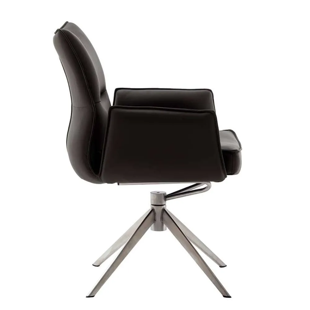 Wohnen Drehbare Tischsessel aus Echtleder - Cascaya (2er Set)