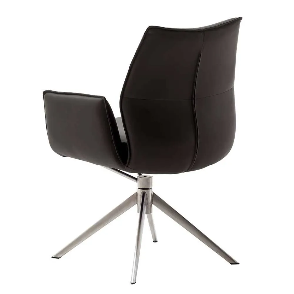 Wohnen Drehbare Tischsessel aus Echtleder - Cascaya (2er Set)