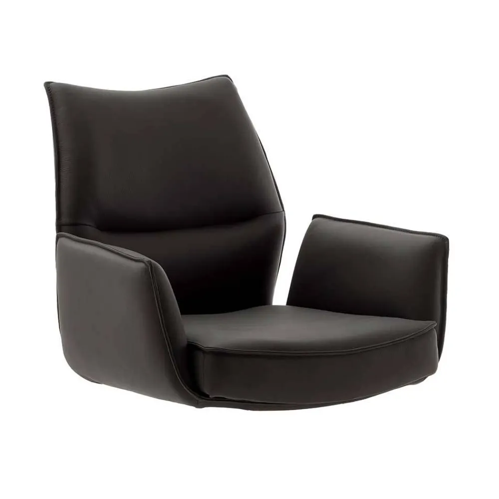 Wohnen Drehbare Tischsessel aus Echtleder - Cascaya (2er Set)