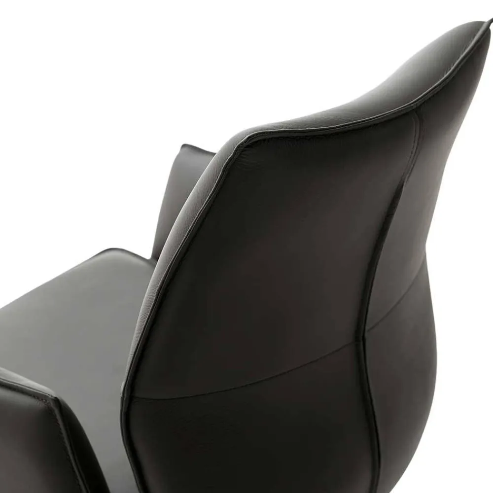 Wohnen Drehbare Tischsessel aus Echtleder - Cascaya (2er Set)