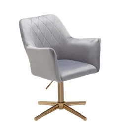 Wohnen Bürostühle*Drehbarer Armlehnenstuhl aus grauem Samt - Iniziola