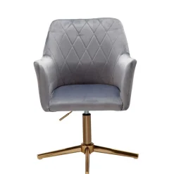 Wohnen Bürostühle*Drehbarer Armlehnenstuhl aus grauem Samt - Iniziola