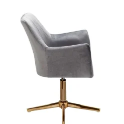 Wohnen Bürostühle*Drehbarer Armlehnenstuhl aus grauem Samt - Iniziola