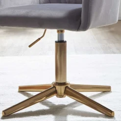 Wohnen Bürostühle*Drehbarer Armlehnenstuhl aus grauem Samt - Iniziola