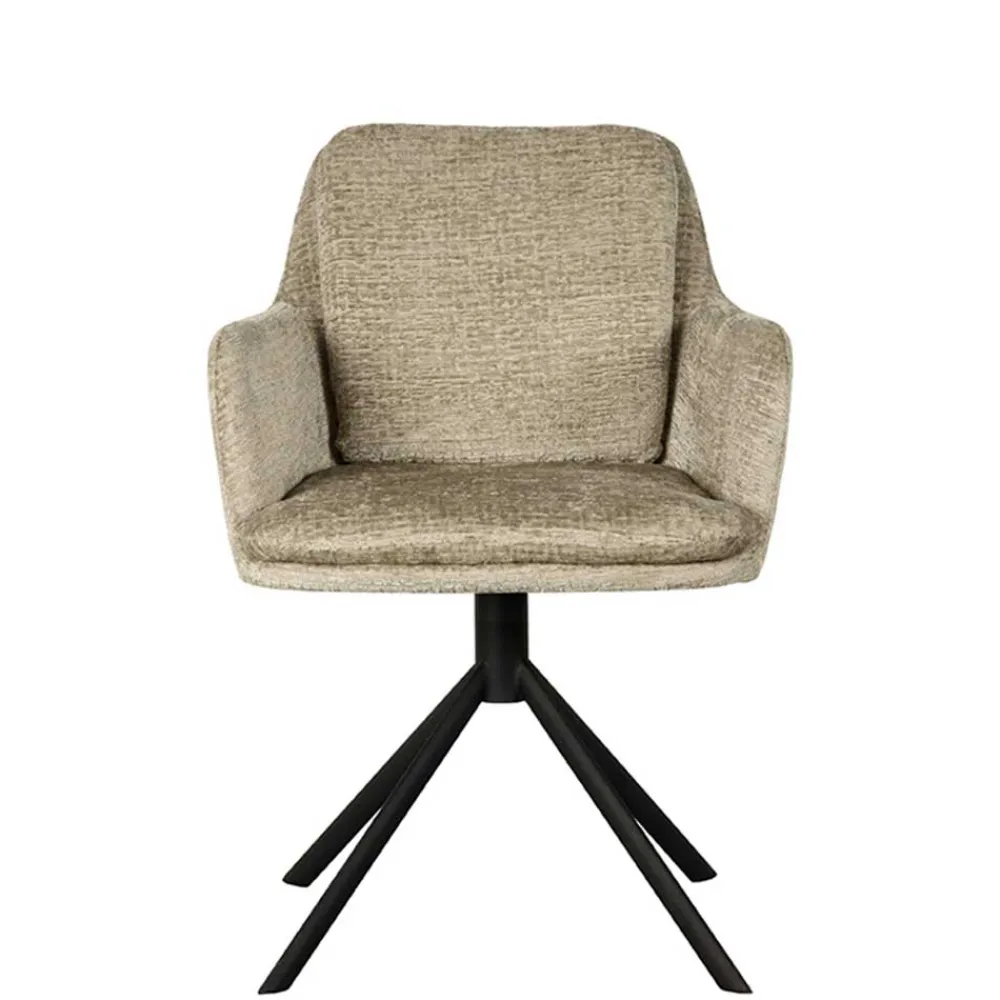 Wohnen Wohnzimmerstühle*Drehbarer Armlehnenstuhl in Beige Samt - Maylon