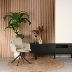 Wohnen Wohnzimmerstühle*Drehbarer Armlehnenstuhl in Beige Samt - Maylon