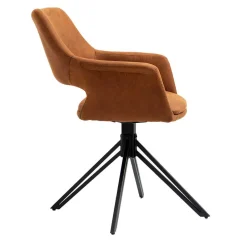 Wohnen Wohnzimmerstühle*Drehbarer Armlehnenstuhl in Cognac Braun - Cabelia (2er Set)