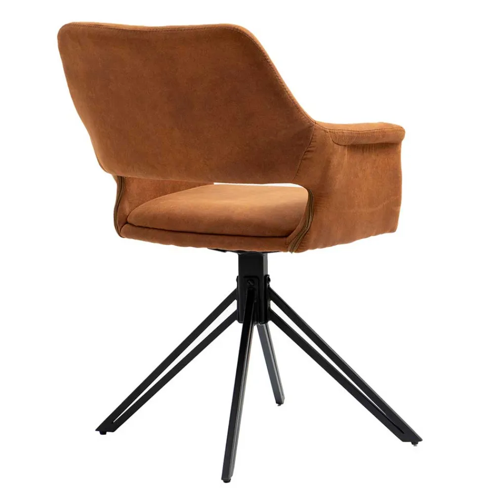 Wohnen Wohnzimmerstühle*Drehbarer Armlehnenstuhl in Cognac Braun - Cabelia (2er Set)