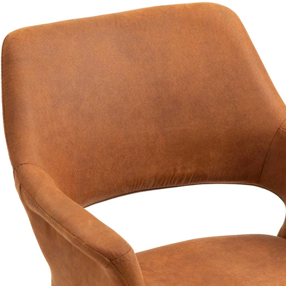 Wohnen Wohnzimmerstühle*Drehbarer Armlehnenstuhl in Cognac Braun - Cabelia (2er Set)