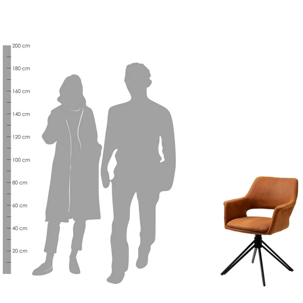 Wohnen Wohnzimmerstühle*Drehbarer Armlehnenstuhl in Cognac Braun - Cabelia (2er Set)