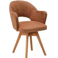 Wohnen Wohnzimmerstühle*Drehbarer Armlehnenstuhl in Cognac Braun - Finallo