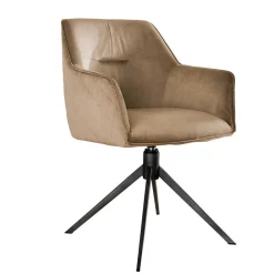 Wohnen Drehbarer Armlehnstuhl in Beige Samt - Vallee (2er Set)