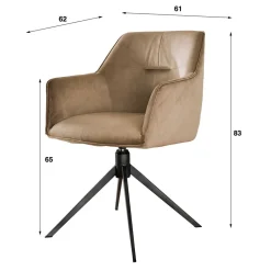 Wohnen Drehbarer Armlehnstuhl in Beige Samt - Vallee (2er Set)
