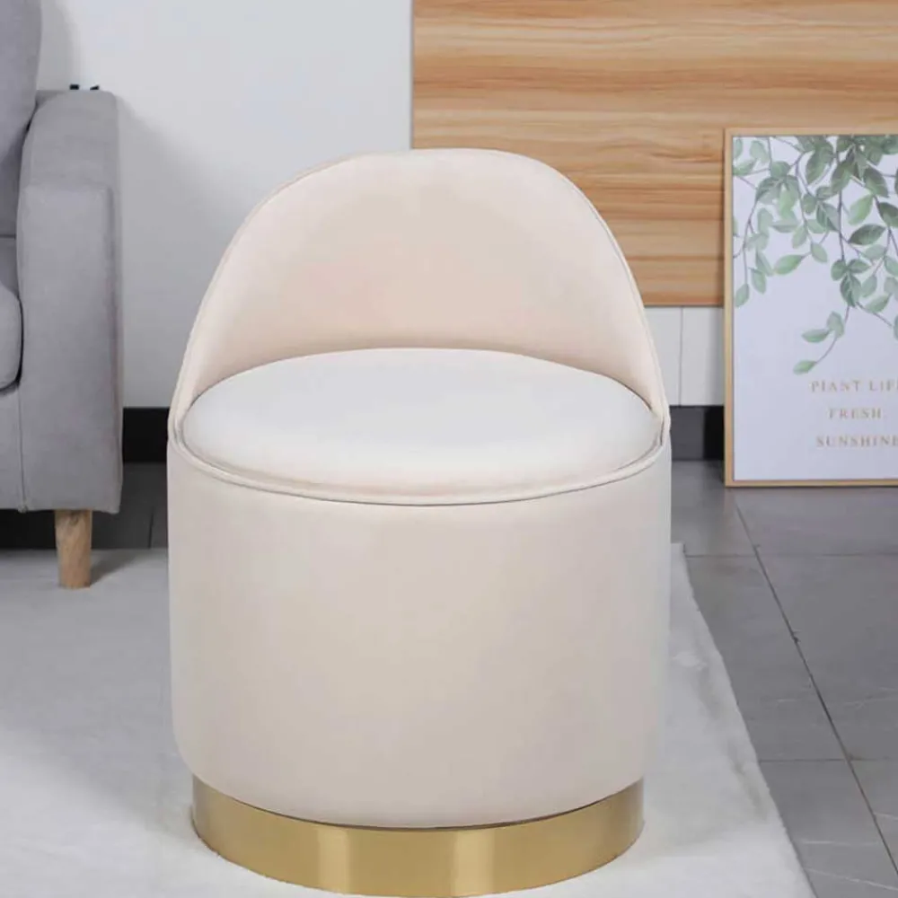 Wohnen Barhocker*Drehbarer Hocker in Cremeweiß Samt - Yaderra