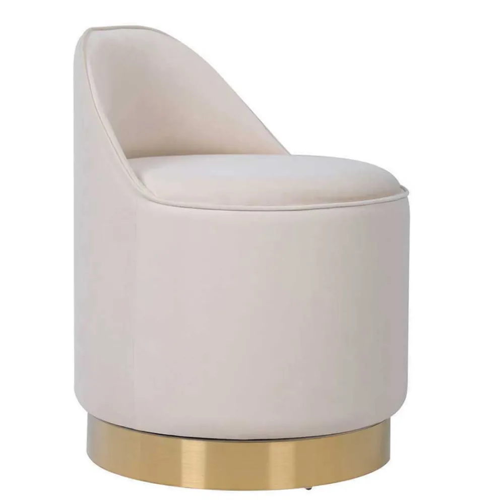 Wohnen Barhocker*Drehbarer Hocker in Cremeweiß Samt - Yaderra