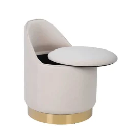 Wohnen Barhocker*Drehbarer Hocker in Cremeweiß Samt - Yaderra