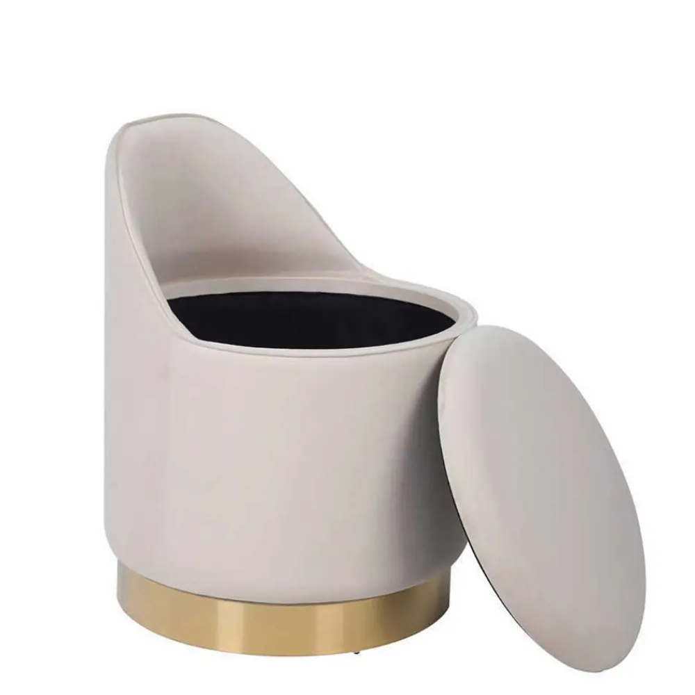 Wohnen Barhocker*Drehbarer Hocker in Cremeweiß Samt - Yaderra