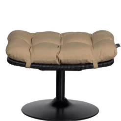 Wohnen Rattanmöbel*Drehbarer Hocker mit Tellerfuß in Schwarz - Zavamanco