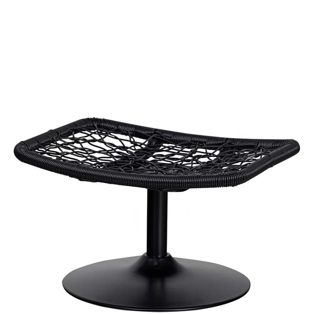 Wohnen Rattanmöbel*Drehbarer Hocker mit Tellerfuß in Schwarz - Zavamanco