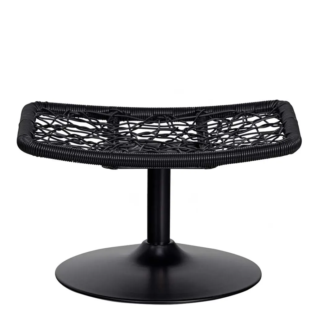 Wohnen Rattanmöbel*Drehbarer Hocker mit Tellerfuß in Schwarz - Zavamanco