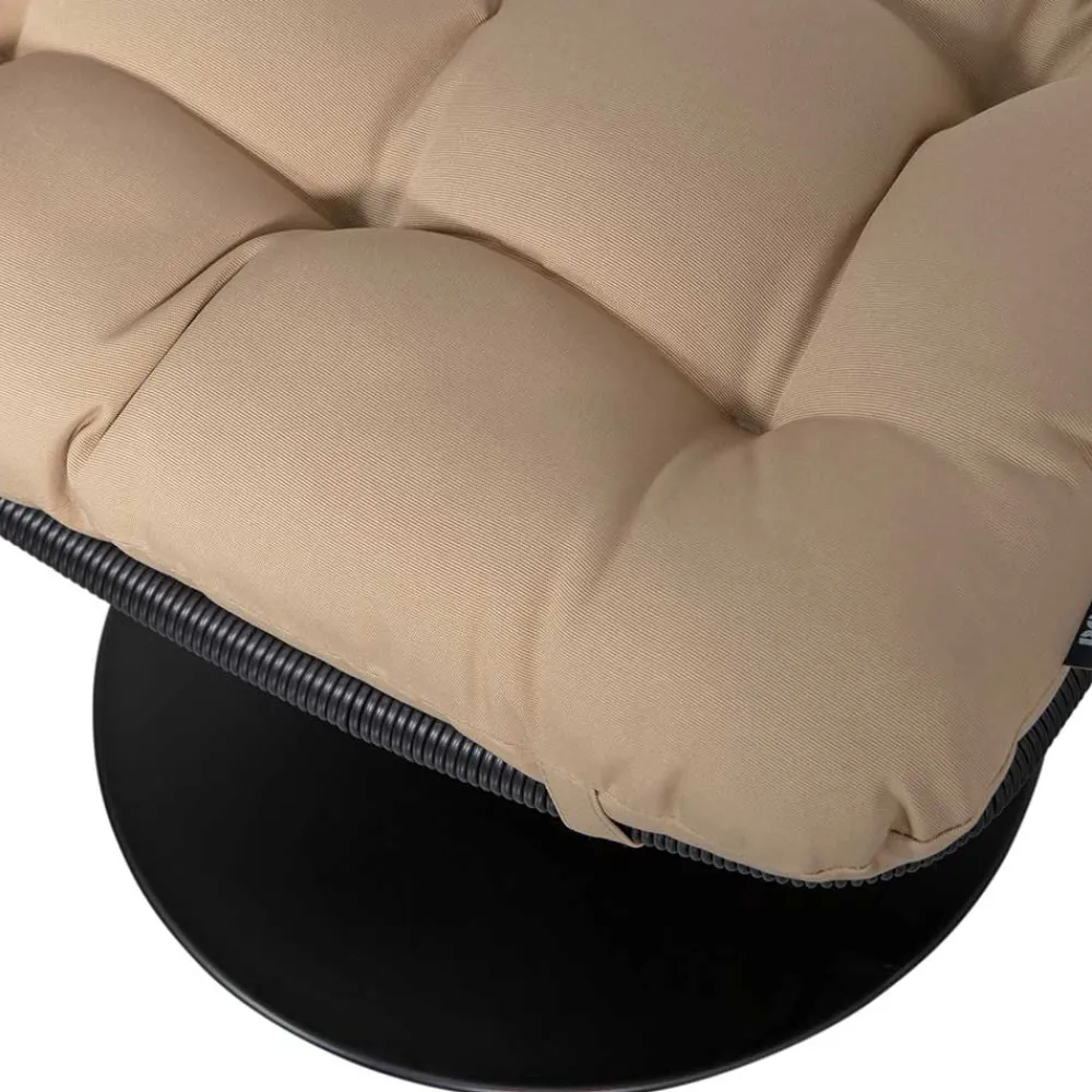 Wohnen Rattanmöbel*Drehbarer Hocker mit Tellerfuß in Schwarz - Zavamanco