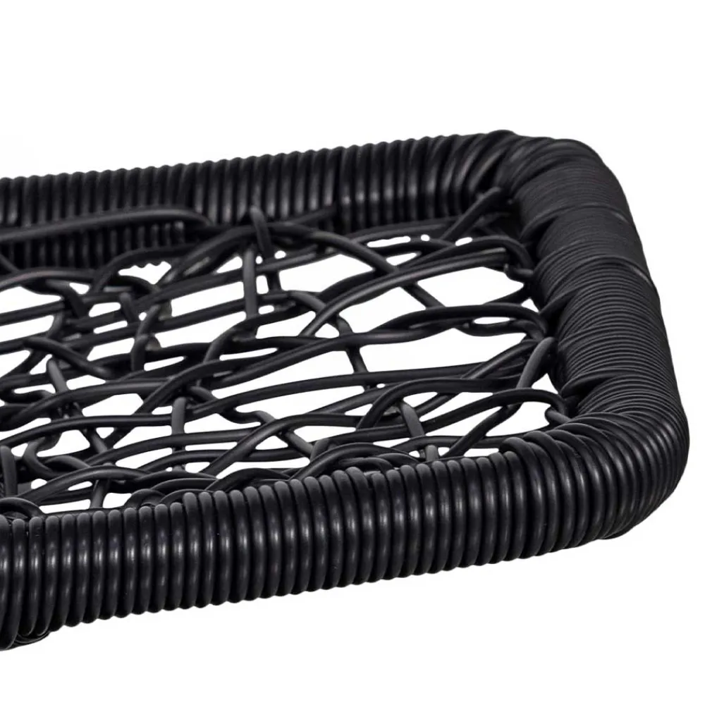 Wohnen Rattanmöbel*Drehbarer Hocker mit Tellerfuß in Schwarz - Zavamanco