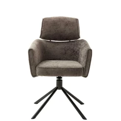 Wohnen Schwarze Möbel|Braune Möbel*Drehbarer Küchenstuhl mit Armlehnen - Ishi (2er Set)