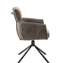 Wohnen Schwarze Möbel|Braune Möbel*Drehbarer Küchenstuhl mit Armlehnen - Ishi (2er Set)