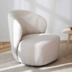 Wohnen Drehbarer Lesesessel in Cremeweiß Boucle - Cleas