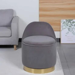 Wohnen Drehbarer Polsterhocker in Grau und Gold - Riety