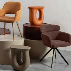 Wohnen Braune Möbel|Küchenstühle*Drehbarer Polsterstuhl in Kastanienbraun Stoff - Rajavo (2er Set)