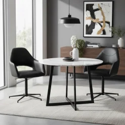 Wohnen Drehbarer Retro Armlehnenstuhl in Schwarz - Lugon (2er Set)