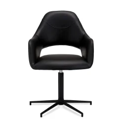 Wohnen Drehbarer Retro Armlehnenstuhl in Schwarz - Lugon (2er Set)