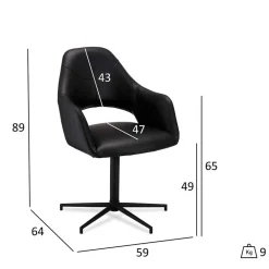 Wohnen Drehbarer Retro Armlehnenstuhl in Schwarz - Lugon (2er Set)