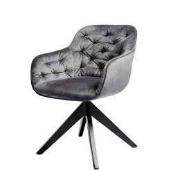 Wohnen Drehbarer Samt Armlehnenstuhl in Grau - Ellen