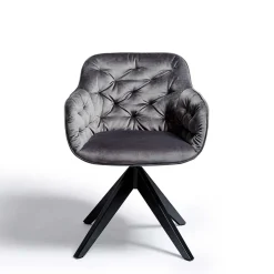 Wohnen Drehbarer Samt Armlehnenstuhl in Grau - Ellen