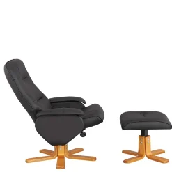 Wohnen Drehbarer Sessel mit Hocker in Schwarz - Fidarela (zweiteilig)