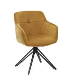 Wohnen Wohnzimmerstühle*Drehbarer Tischsessel in Gold Samt - Bagavano (2er Set)