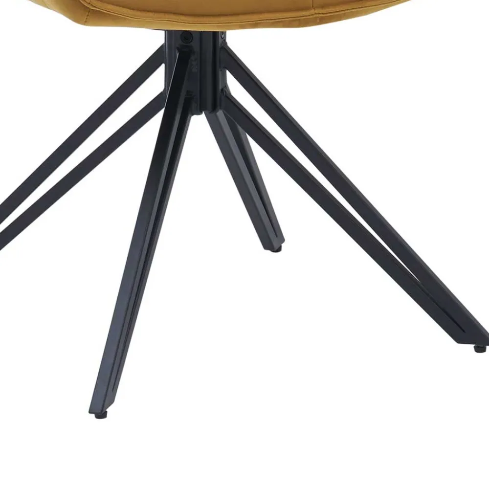 Wohnen Wohnzimmerstühle*Drehbarer Tischsessel in Gold Samt - Bagavano (2er Set)