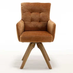 Wohnen Drehbarer Tischsessel in Ockergelb - Manu (2er Set)