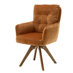 Wohnen Drehbarer Tischsessel in Ockergelb - Manu (2er Set)