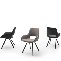 Wohnen Drehbarer Tischsessel in hellem Grau - Kiano (2er Set)